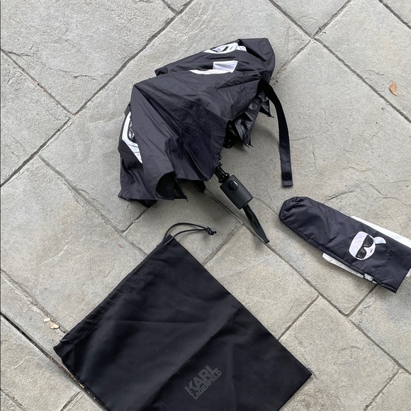 Karl Lagerfeld Black Umbrella with Icon Faces - Picture 3 of 4